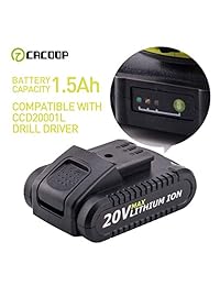 Taladro inalámbrico CACOOP de 20 V, 2 velocidades, compacto, ligero, con un paquete de batería de iones de litio de 20 V MAX 1,5 Ah y un cargador rápido, modelo: CCD20001L