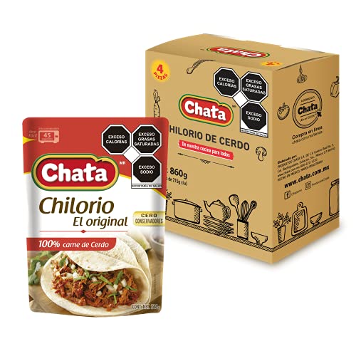 Chilorio De Cerdo Chata Delicioso Sabor Sin Conservadores Listo Para Comer 4 pack 860 G. 100% Carne De Cerdo Sabor Casero Sabor Sinaloense