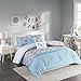Intelligent Design Clara -All Seasons Comforter Set -5 Piece - Blue - Geometric Pattern - Full/Queen Size - Includes 1 Comforter, 2 Shams, 2 Decorative Pillows - Ideal For Guest Room