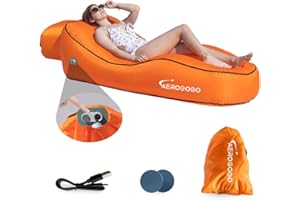 AEROGOGO CS1 one Click Automatic Inflatable Lounger Air Sofa Chair, Built-in Air Pump Self-Inflatable Blow Up Lounger, Perfect for Beach Chair Camping Chairs or Portable Hammock for Outdoor Backyard (Brown)