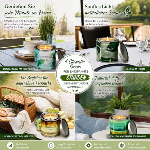 Citronella Kerzen für Außenbereich Große Citronella-Kerzen in Dosen Wachskerzen-Set