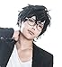 TOKYO-T Joker Wig Persona Cosplay Eyeglass Set Black Short Hair Accessory with Glasses