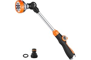 RUODON Watering Wand, Garden Hose Wand with 8 Spray Pattens, 180° Adjustable Swivel Nozzle, Heavy Duty Garden Watering Wand for Lawn (Long Handle 1 Set)