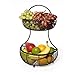 Gourmet Basics by Mikasa Rope 2-Tier Flatback Metal Storage Basket, black
