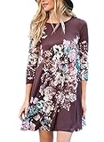 AlvaQ Women Casual Dresses for Juniors Fall Ladies Cotton Floral Maternity Midi Tshirt Dress, Purple, Large