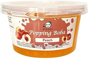 MIBOBA Peach Popping Boba Pearls Bursting Boba Pearls for Bubble Tea, Popping Juice Boba Balls, Bomb Boba Pearl Balls - 490g(17.25oz)