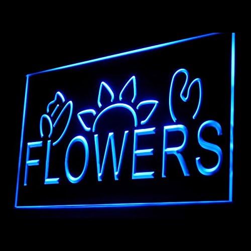 Flower Shop Florist Paradise Petals Bauhinia Potted Plant LED Light Sign 200031 Color Blue