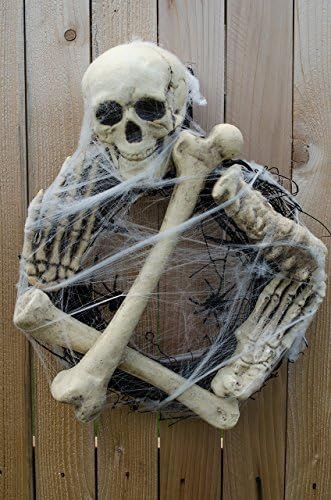 Halloween Skeleton Wreath with Spider Webs, Grapevine Wreath, Halloween Decor