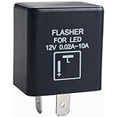DEWHEL 12V 0.02A-10A 2-Pin CF-12 Automatic Electronic LED Flasher Relay Fix for Turn Signal Light Fast Hyper Flash