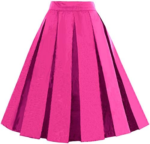 Dressever Women's Vintage A-line Printed Pleated Flared Midi Skirts