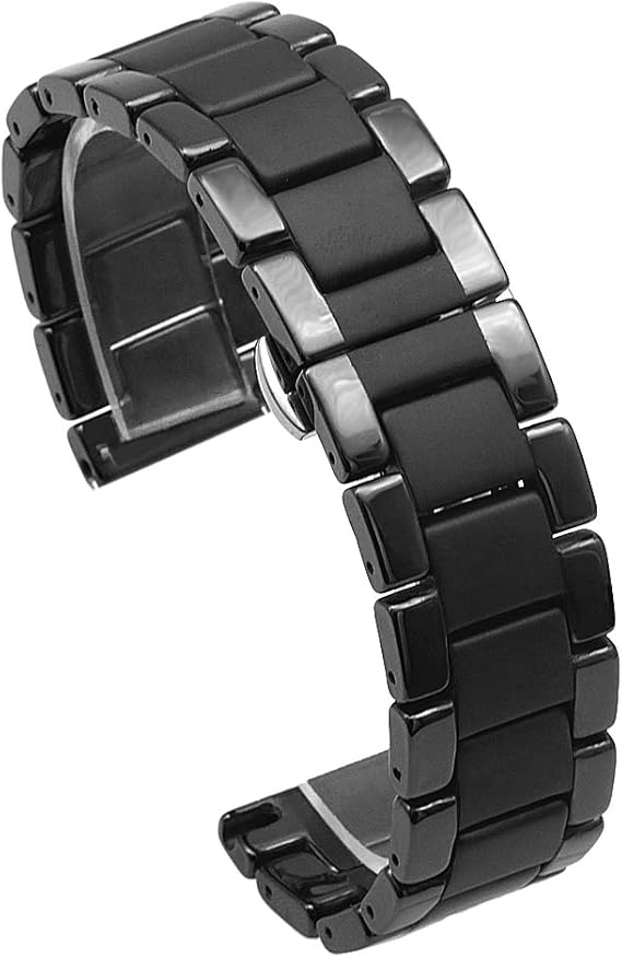 Amazon 22mm 時計バンドベルト黒 磨かれたマット面セラミック腕時計ブレスレット ウォッチバンドベルト バタフライバックル 時計バンド 腕時計 通販