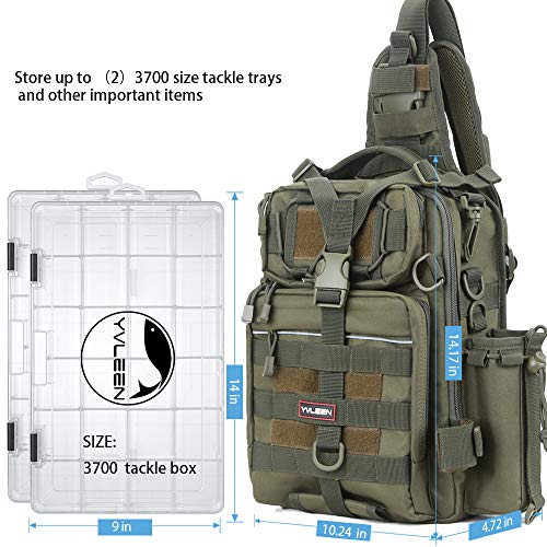 YVLEEN Fishing Tackle Backpack Storage Bag，WaterResistant Fishing