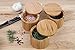 Lily's Home Round Bamboo Jar, Salt and Spices Storage Containers, Small 6oz Salt Box With Magnetic Lock. Set of 3 Wood Boxes