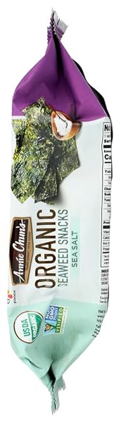 ANNIE CHUN’S, SEAWEED SNK, OG2, SEA SALT, PACK OF 12, SIZE .16 OZ, (GLUTEN FREE GMO FREE VEGAN 95%+ ORGANIC)