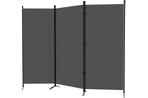 GREZJXC Room Divider 3-Panel Privacy Screen, Portable Screen Steel Frame with Hook&Loop for Home, Office, Classroom, Studio, Meeting (Grey