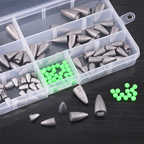 Hilitchi Assorted 6 Sizes Bullet Weights Sinker Fishing Weights Sinkers