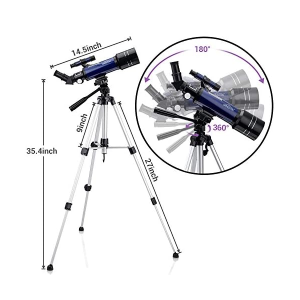 F400-70MM Astronomisches Teleskop mit Stativ, AZ-Halterung FMC Optisches Refraktor-Glas-Teleskopen Fernrohr für Kinder… – Bild 5