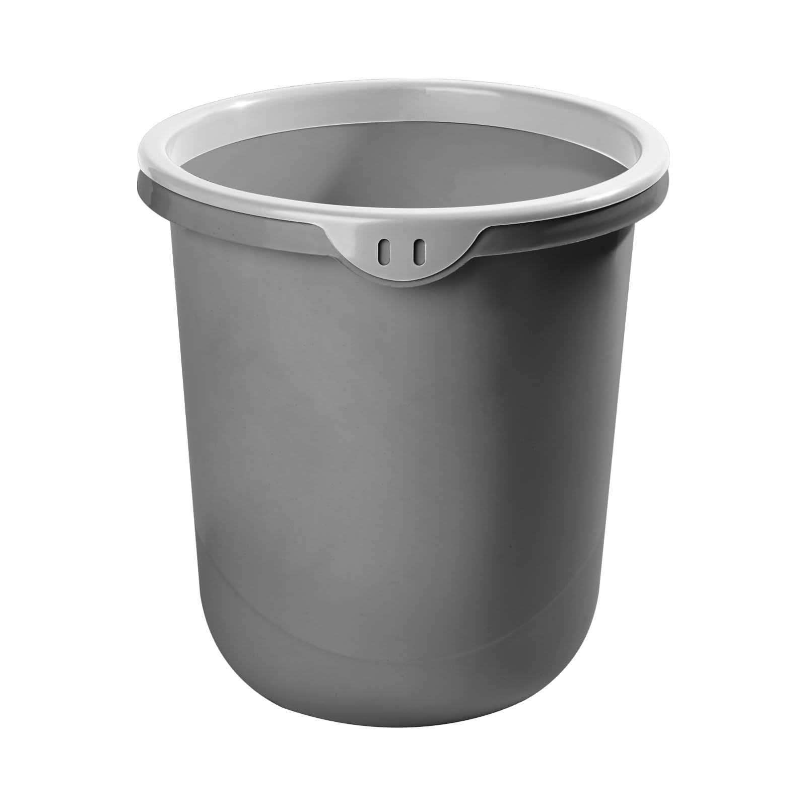 Photo 1 of Eurysman Round Trash Can - Compact Wastebin for Bathroom, Kitchen, Office, Home Use - Grey - 1.8 Gallon