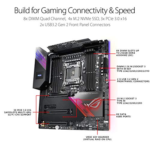 ASUS ROG Rampage VI Extreme Encore, X299 LGA 2066 E-ATX Gaming Motherboard for Intel Core X-Series Processors with Aura Sync RGB Lighting
