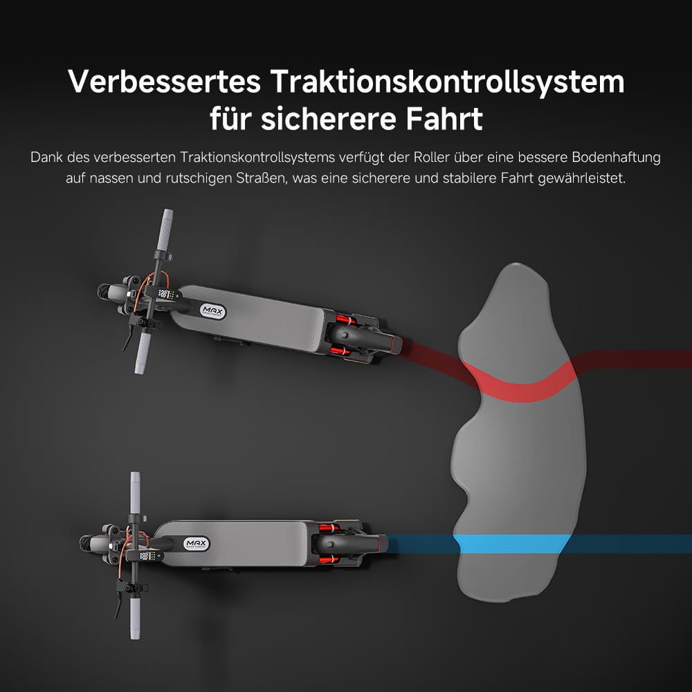 Xiaomi 5 Max E-Scooter mit Straßenzulassung (max. 20km/h, bis zu 60km Reichweite & 22% Steigung, Federung vorne & hinten, 10" Luftreifen, Blinker, Dual-Bremssystem, Traktionskontroll-System, App) 9