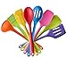 TTLIFE Rainbow Colored Dish Set /Silicone Spatula Utensil Kitchen Colorful 8 Pieces With Turner, Slotted spoon, Ladle, Spoon, Spoon Spatula, Spooula, Spatula, Basting brush for Cooking/Baking/BBQ