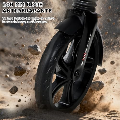 ISE Folding Scooter with 2 Aluminium Wheels, Adjustable Handlebar Height, Double Shock Absorption and Braking System, Ferris Wheel with Non-Slip Tyre, for Adults and Teens from 12 Years to 100 kg