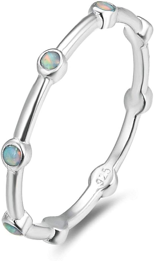 Ferris Wheel Japanese Opalite Sterling Silver Stacking Ring (Style ST07)