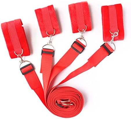 Waxplle Furry Handcuff Under The Bed Nylon Straps Adjustable Durable and Comfortable Cuffs for Legs, Ankles and Wrists Fits Any Size Mattress