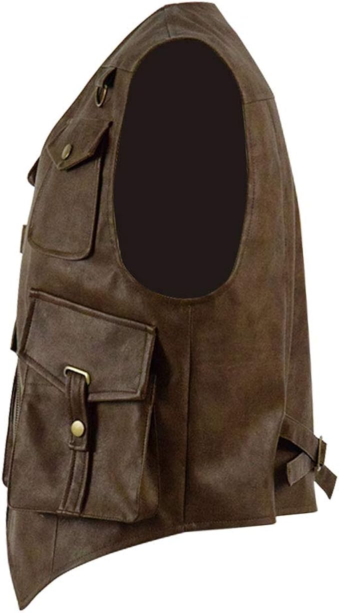 Amazon Com Yanggo Kids Boy Leather Brown Youth Vest Zipper Halloween Costume Cosplay For Child Clothing