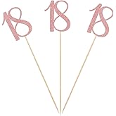 Rose Gold 18th Glitter Birthday Centerpiece Sticks, 12-Pack Number 18 Table Topper Anniversary Party Decorations