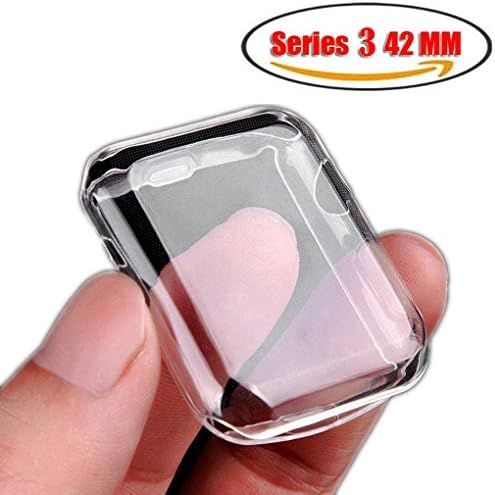 Opretty Apple Watch 3 Case 42mm, Ultra Slim Watch TPU Screen Protector All-Around Protective 0.3mm Hd Clear Ultra-Thin Cover for 42mm Apple Watch Series 3/2（2017） (42MM)