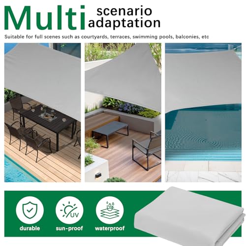 4 x 6 m Rectangular Sun Shade Sail, Premium 420D Oxford Fabric, UV Protection, Waterproof Tears, for Garden, Balcony and Terrace, Fixing Cables Included, Grey