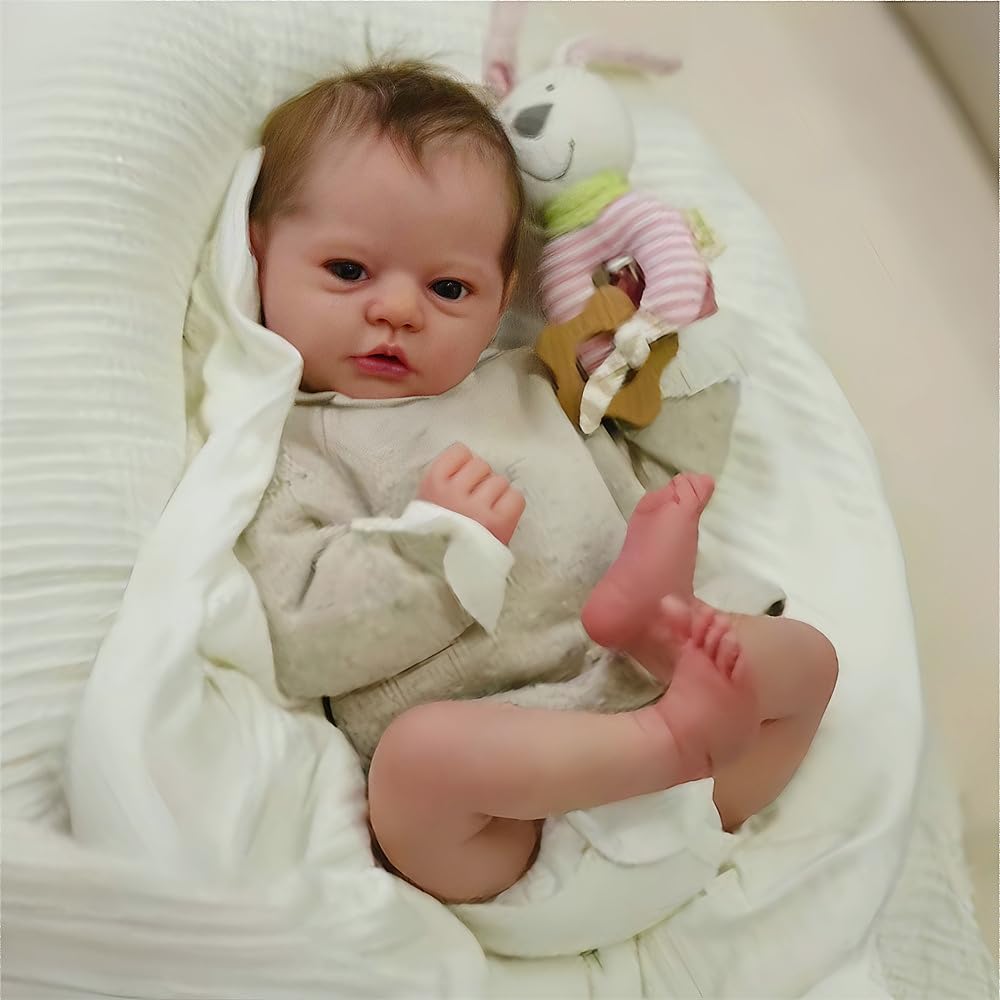 BNNPUU Reborn-Baby Dolls 19 inch Realistic Newborn Dolls Lifelike Baby Doll Soft Cloth Body Reborn Toddler Dolls Real Life Baby Dolls that Look Real Open Eyes