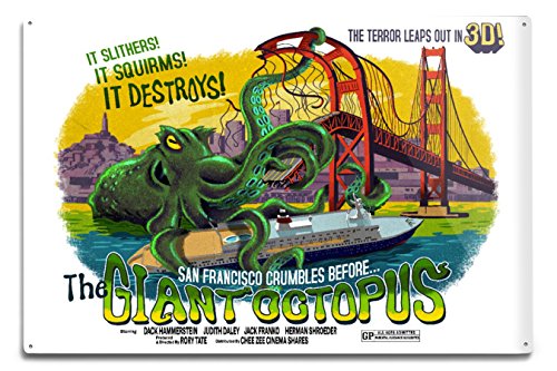 San Francisco The Giant Octopus 12x18 Aluminum Wall Sign