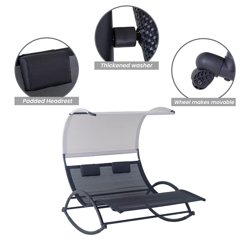 Crestlive Products Outdoor Double Chaise Lounge Chair Swing Rocking