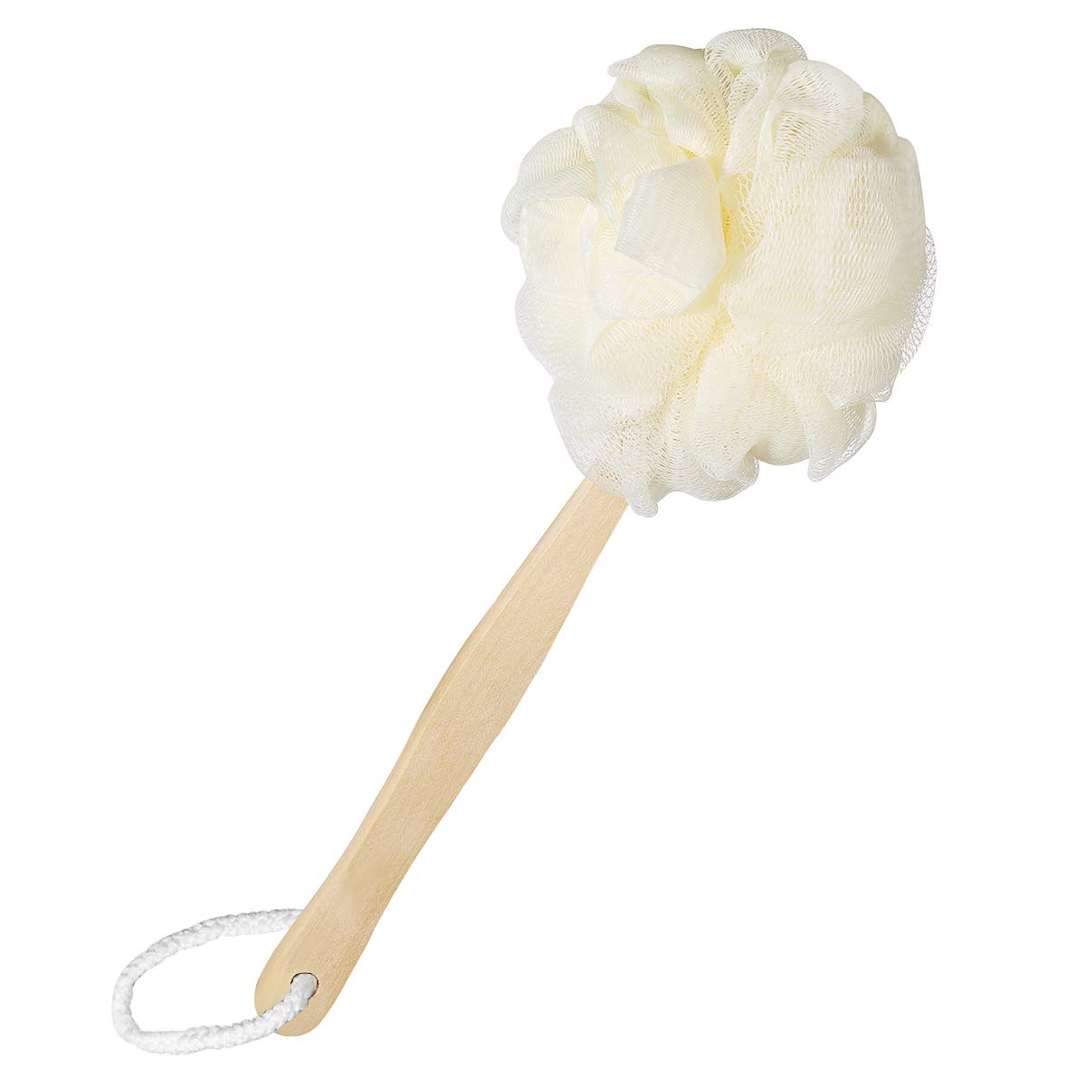 Healifty Body Scrubber for Shower with Wooden Long Handle Loofah, Body Shower Brush Back Scrubber, Loofah Sponge for Use in Shower and Bath, Exfoliate Dead Skin for Women, Men, Seniors