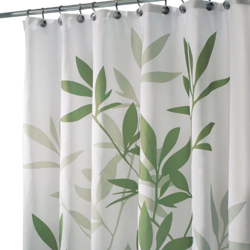 iDesign Leaves Fabric Shower Curtain Stall, 54" x 78", Green Pricepulse