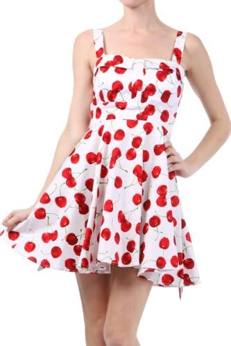 モドクロス Modcloth チェリー柄ワンピース Pull Up A Cherry Dressワンピース ホワイト M ワンピース チュニック 通販 Amazon