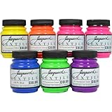 Jacquard Textile Color 7 Assorted Fluorescent Pigments Fabric Dye Airbrush Paint