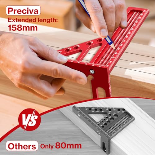 3D Multi-Angle Measuring Ruler, Preciva 3D Mitre Angle Aluminium Alloy Protractor Multifunctional Angle for Woodworking, DIY, Crafts