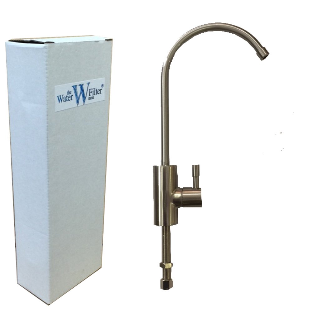 Brushed Steel Water Filter Tap Swan-Neck Elegant European Style TheWaterFilterMen Branded fits All Reverse Osmosis/All Other Undersink Filters