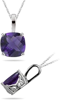 3.50-3.75 Cts of 10 mm Cushion Amethyst Solid Bail Solitaire Pendant in Platinum