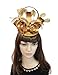 YSJOY Womens Big Satin Loop Fascinator Derby Hat For 50th Birthday Anniversary Cocktail Party Headwear (Gold)