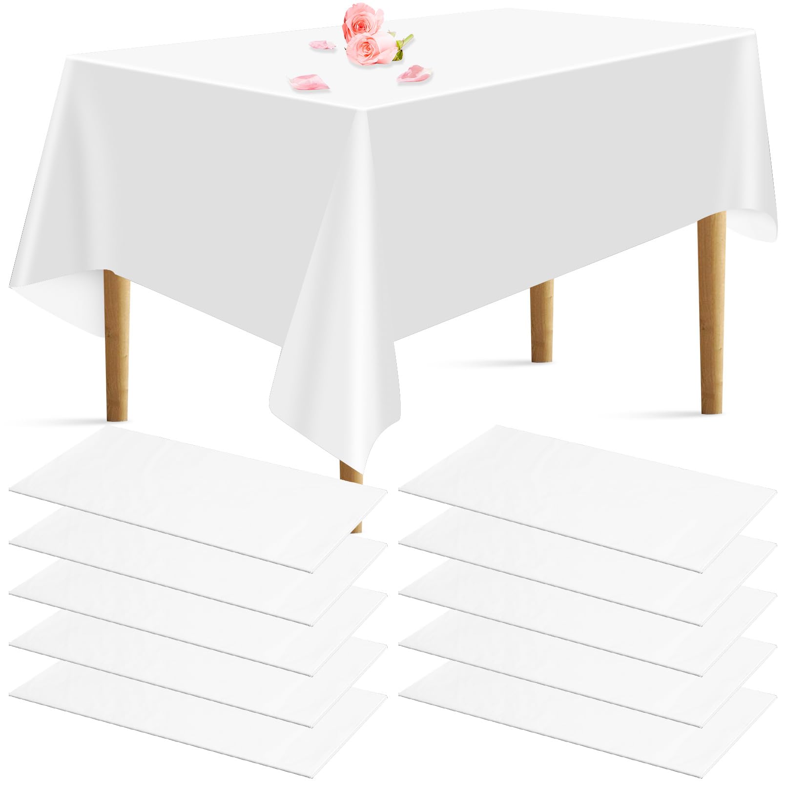 EOGRFW 10 Pack White Table Cloth,Disposable Tablecloths,54 x 108 Inch Tablecloth for Rectangle Tables,Plastic Table Cover,Waterproof White Tablecloths for Parties Wedding Birthdays Baby Shower