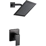 POP Matte Black Shower Faucet Set, Bathroom Rainfall Shower System with Stainless Steel Metal Showerhead, Single Function Sho
