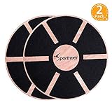 Sportneer Balance Boards, 2 Pack Wooden Wobble Board for Exercise, Gym, Stability Training, Physical Therapy, 15.7'' Diameter, Black