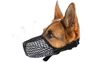 MKERYCWW Dog Muzzle, Air Mesh Breathable Muzzle for Medium Large Sized Dogs to Anti & Prevent Biting Barking Chewing, Soft Basket Muzzle for German Shepherd Dog with Reflective & Adjustable Strap(Grey-L