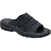 Men's Slide Sandal Summer Leather Slipper Outdoor Slip on with Soft Comfy Arch Support