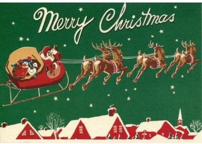 Amazon クリスマスカード Cavallini Co Christmas サンタとトナカイ Gc Chrsan3 グリーティングカード 文房具 オフィス用品