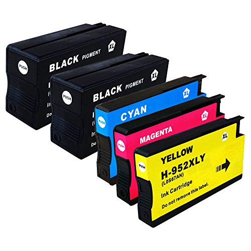 Sophia Global High Yield Remanufactured Ink Cartridge Replacement Set for HP 952XL HP 952 (Pack of 5: 2 Black, 1 Cyan, 1 Magenta, 1 Yellow)